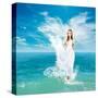 Ancient Greek Goddess In Sea Waves-brickrena-Stretched Canvas