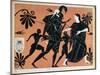 Ancient Greek Vase: The Flight of Aeneas from Troy, with Sons and Carrying His Father Anchises-null-Mounted Giclee Print