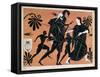 Ancient Greek Vase: The Flight of Aeneas from Troy, with Sons and Carrying His Father Anchises-null-Framed Stretched Canvas