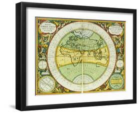 Ancient Hemispheres of the World, Plate 94 from the Celestial Atlas, or the Harmony of the Universe-Andreas Cellarius-Framed Giclee Print