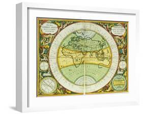 Ancient Hemispheres of the World, Plate 94 from the Celestial Atlas, or the Harmony of the Universe-Andreas Cellarius-Framed Giclee Print