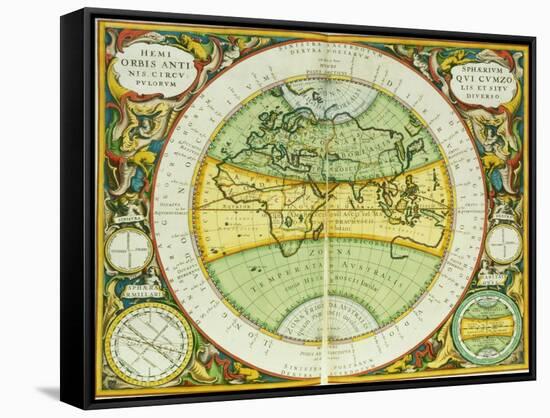 Ancient Hemispheres of the World, Plate 94 from the Celestial Atlas, or the Harmony of the Universe-Andreas Cellarius-Framed Stretched Canvas