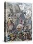 Ancient History. Carthage. Hannibal and his army passing the Alps into Italy-null-Stretched Canvas