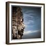 Ancient Khmer Architecture. Huge Carved Buddha Faces of Bayon Temple at Angkor Wat Complex, Siem Re-Perfect Lazybones-Framed Photographic Print