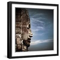 Ancient Khmer Architecture. Huge Carved Buddha Faces of Bayon Temple at Angkor Wat Complex, Siem Re-Perfect Lazybones-Framed Photographic Print