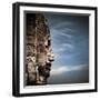 Ancient Khmer Architecture. Huge Carved Buddha Faces of Bayon Temple at Angkor Wat Complex, Siem Re-Perfect Lazybones-Framed Photographic Print