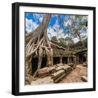 Ancient Khmer Architecture. Ta Prohm Temple with Giant Banyan Tree at Angkor Wat Complex, Siem Reap-Im Perfect Lazybones-Framed Photographic Print