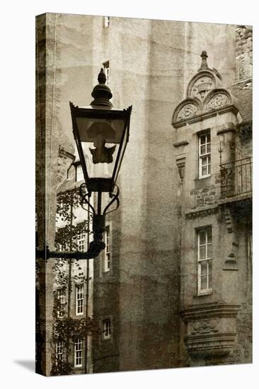 Ancient Lantern in Edinburg City, Scotland, Uk.  Vintage Process.-pink candy-Stretched Canvas