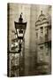 Ancient Lantern in Edinburg City, Scotland, Uk.  Vintage Process.-pink candy-Stretched Canvas