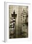 Ancient Lantern in Edinburg City, Scotland, Uk.  Vintage Process.-pink candy-Framed Photographic Print