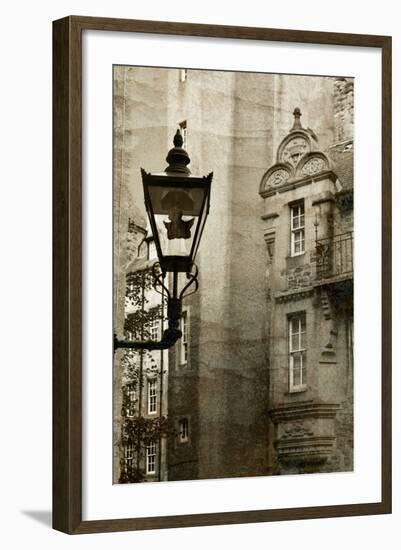 Ancient Lantern in Edinburg City, Scotland, Uk.  Vintage Process.-pink candy-Framed Photographic Print