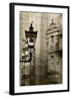 Ancient Lantern in Edinburg City, Scotland, Uk.  Vintage Process.-pink candy-Framed Photographic Print