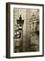 Ancient Lantern in Edinburg City, Scotland, Uk.  Vintage Process.-pink candy-Framed Photographic Print