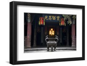 Ancient Liu Bei Statue, Iron Pot, Wuhou Memorial, Three Kingdoms, Temple, Chengdu, Sichuan, China-William Perry-Framed Photographic Print