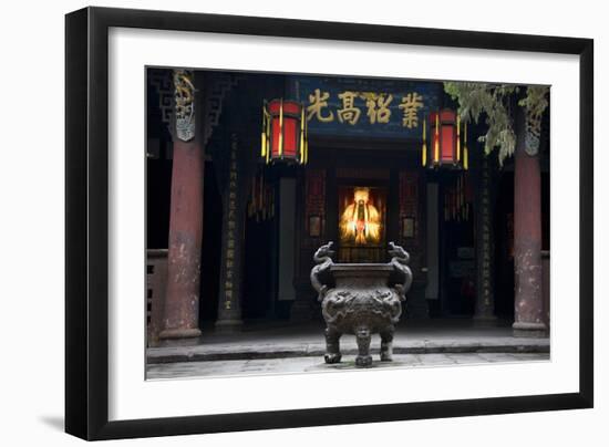 Ancient Liu Bei Statue, Iron Pot, Wuhou Memorial, Three Kingdoms, Temple, Chengdu, Sichuan, China-William Perry-Framed Photographic Print