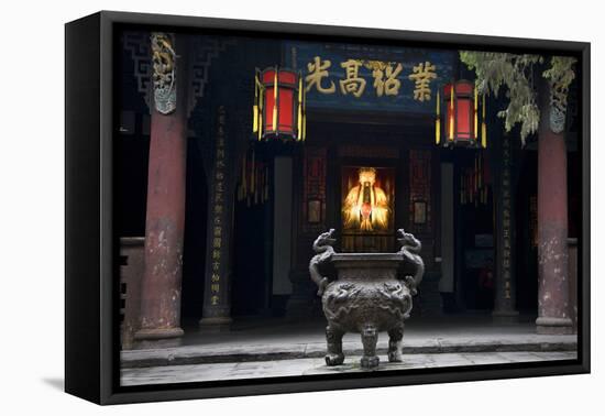 Ancient Liu Bei Statue, Iron Pot, Wuhou Memorial, Three Kingdoms, Temple, Chengdu, Sichuan, China-William Perry-Framed Stretched Canvas