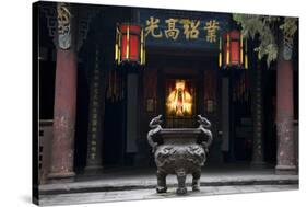 Ancient Liu Bei Statue, Iron Pot, Wuhou Memorial, Three Kingdoms, Temple, Chengdu, Sichuan, China-William Perry-Stretched Canvas