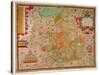 Ancient Map of England 1579-Christopher Saxton-Stretched Canvas