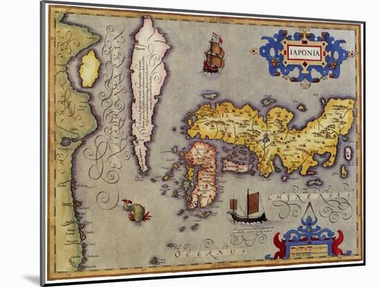 Ancient Map of Japan 1606-Jodocus Hondius-Mounted Giclee Print