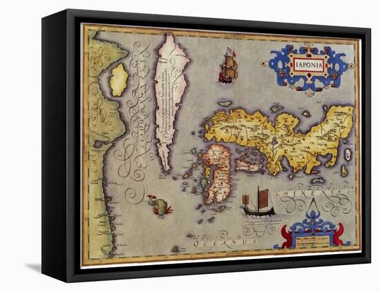 Ancient Map of Japan 1606-Jodocus Hondius-Framed Stretched Canvas