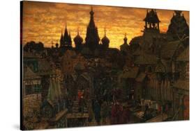 Ancient Moskow. Street in Kitay-Gorod in the 17 Century, 1900-Appolinari Mikhaylovich Vasnetsov-Stretched Canvas