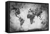 Ancient, Old World Map. Pencil Sketch, Grunge, Vintage Background Texture. Black and White-Michal Bednarek-Framed Stretched Canvas