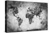 Ancient, Old World Map. Pencil Sketch, Grunge, Vintage Background Texture. Black and White-Michal Bednarek-Stretched Canvas