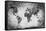 Ancient, Old World Map. Pencil Sketch, Grunge, Vintage Background Texture. Black and White-Michal Bednarek-Framed Stretched Canvas