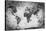 Ancient, Old World Map. Pencil Sketch, Grunge, Vintage Background Texture. Black and White-Michal Bednarek-Stretched Canvas