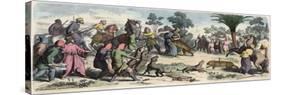 Ancient Orient: A Persian king and his entourage hunting,-Heinrich Leutemann-Stretched Canvas