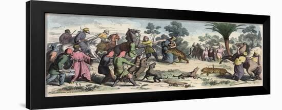 Ancient Orient: A Persian king and his entourage hunting,-Heinrich Leutemann-Framed Giclee Print