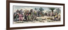 Ancient Orient: A Persian king and his entourage hunting,-Heinrich Leutemann-Framed Premium Giclee Print