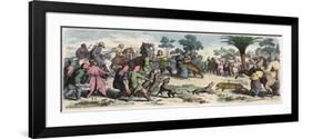 Ancient Orient: A Persian king and his entourage hunting,-Heinrich Leutemann-Framed Premium Giclee Print