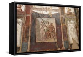 Ancient Painted Roman Fresco in Herculaneum, UNESCO World Heritage Site, Campania, Italy, Europe-Martin Child-Framed Stretched Canvas