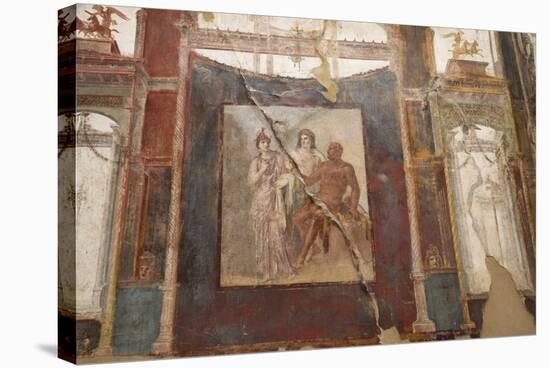 Ancient Painted Roman Fresco in Herculaneum, UNESCO World Heritage Site, Campania, Italy, Europe-Martin Child-Stretched Canvas