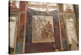 Ancient Painted Roman Fresco in Herculaneum, UNESCO World Heritage Site, Campania, Italy, Europe-Martin Child-Stretched Canvas