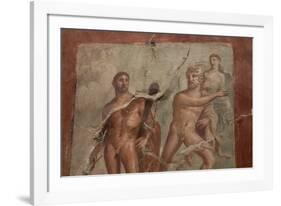 Ancient Painted Roman Fresco in Herculaneum, UNESCO World Heritage Site, Campania, Italy, Europe-Martin Child-Framed Photographic Print