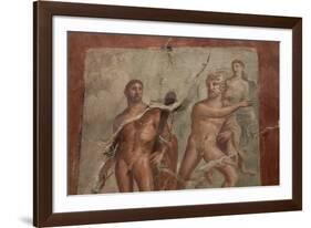 Ancient Painted Roman Fresco in Herculaneum, UNESCO World Heritage Site, Campania, Italy, Europe-Martin Child-Framed Photographic Print