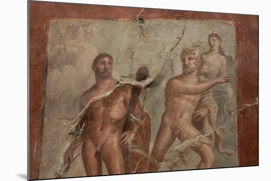 Ancient Painted Roman Fresco in Herculaneum, UNESCO World Heritage Site, Campania, Italy, Europe-Martin Child-Mounted Photographic Print