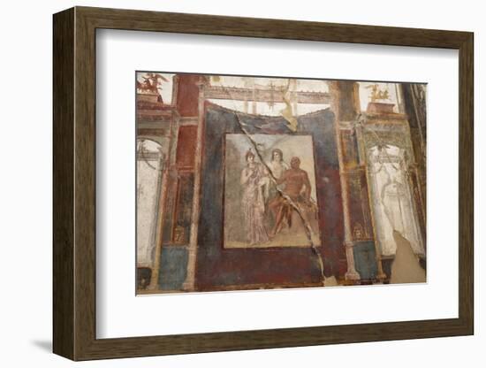 Ancient Painted Roman Fresco in Herculaneum, UNESCO World Heritage Site, Campania, Italy, Europe-Martin Child-Framed Photographic Print