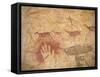 Ancient Paintings in Cave of the Hands, Santa Cruz Province, Patagonia, Argentina-Lin Alder-Framed Stretched Canvas