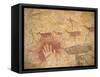 Ancient Paintings in Cave of the Hands, Santa Cruz Province, Patagonia, Argentina-Lin Alder-Framed Stretched Canvas