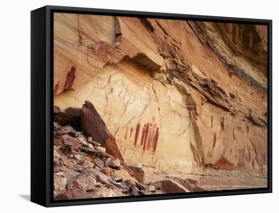 Ancient Pictographs in Horseshoe Canyon, Canyonlands National Park, Utah, USA-Scott T. Smith-Framed Stretched Canvas