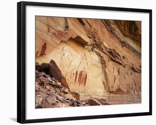 Ancient Pictographs in Horseshoe Canyon, Canyonlands National Park, Utah, USA-Scott T. Smith-Framed Photographic Print