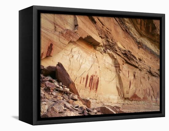 Ancient Pictographs in Horseshoe Canyon, Canyonlands National Park, Utah, USA-Scott T. Smith-Framed Stretched Canvas