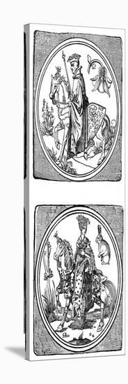 Ancient Playing Cards: King and Queen-null-Stretched Canvas