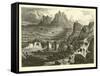 Ancient Quarries and Tampu of Ollantay-Édouard Riou-Framed Stretched Canvas