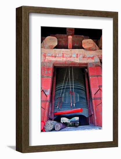 Ancient Red Bronze Bell Tower Red Hammer, Beijing, China-William Perry-Framed Photographic Print