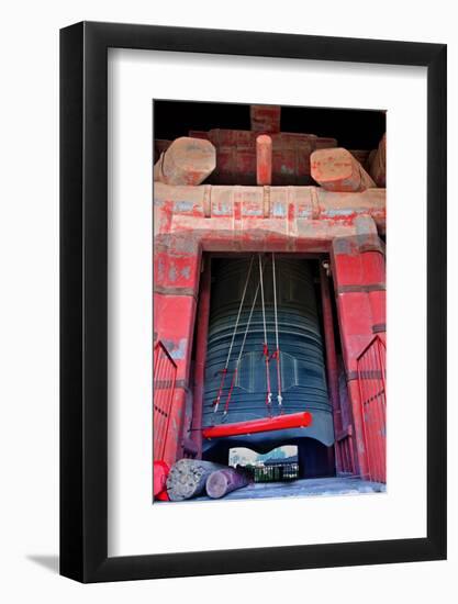 Ancient Red Bronze Bell Tower Red Hammer, Beijing, China-William Perry-Framed Photographic Print