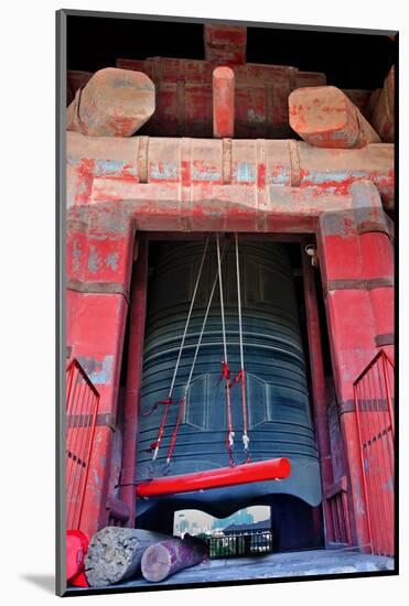 Ancient Red Bronze Bell Tower Red Hammer, Beijing, China-William Perry-Mounted Photographic Print